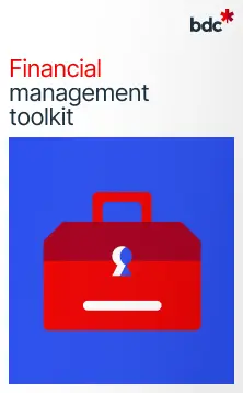 Illustration of a red toolkit with the text Financial Management toolkit