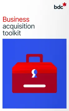illustration of a red toolkit with the text Business acquisition toolkit