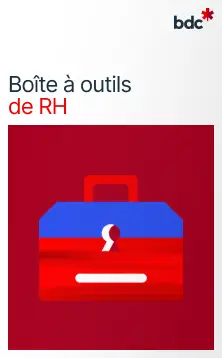 Illustration d'une boîte à outils rouge avec le texte Boîte à outils de RH