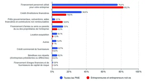 Graphique 5: Sources de financement utilisées pour lancer une entreprise (%)